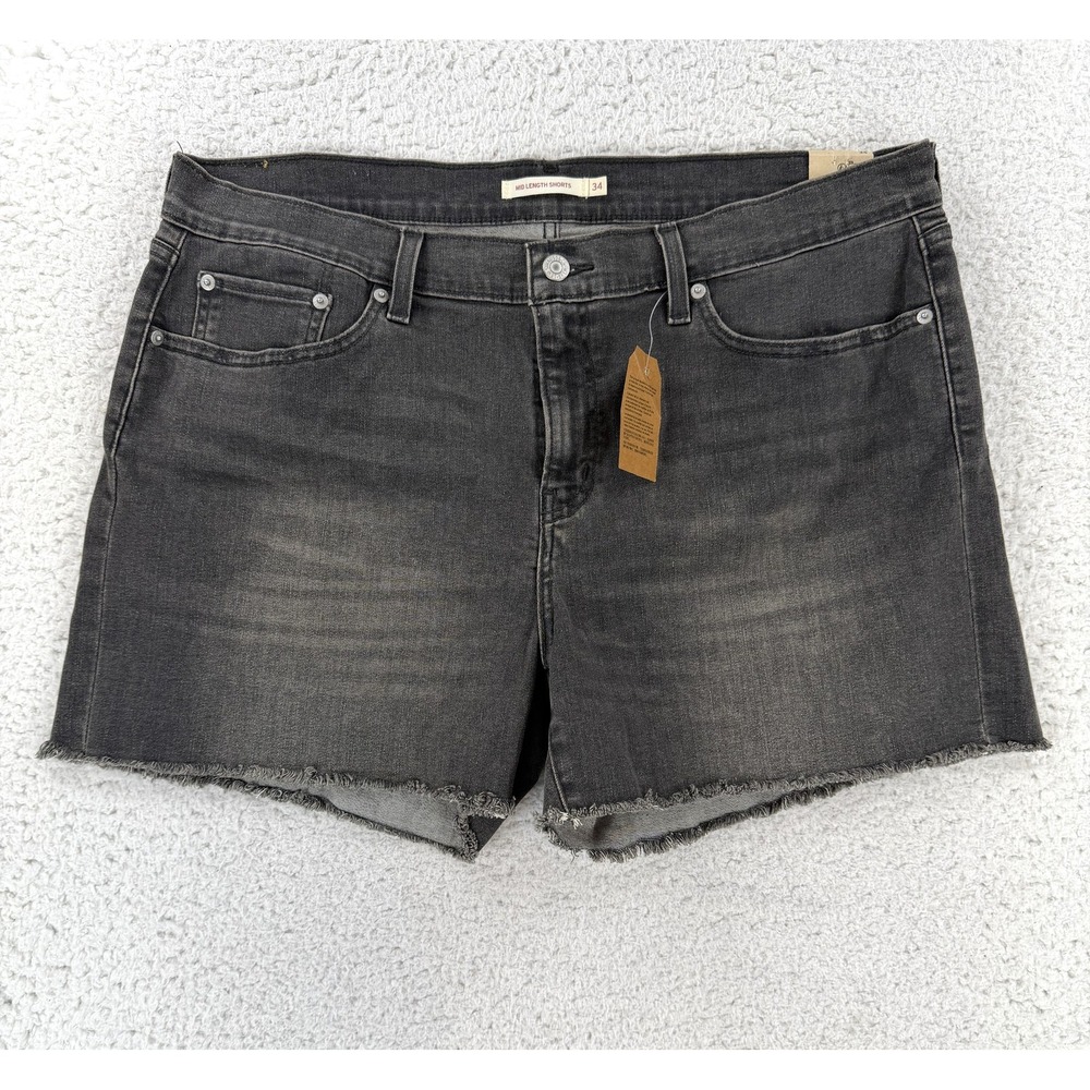 Levis Shorts Womens 34 Gray Denim Mid-Length Slim Stretch Cutoff 29965-0149 NWT